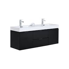 Find a great collection of 60 in. Bliss 60 Black Wall Mount Double Sink Modern Bathroom Vanity