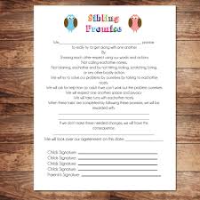 Printable Instant Download Sibling Contract By
