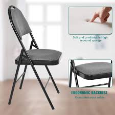 Giantex 6pack Folding Chair With Handle Hole Upholstered Padded Seat And Back With Metal Frame For Home Office Party Use Grey Folding Chair Metal Chairs Chair