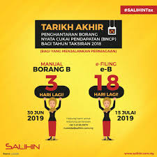 30 april 2018 (tidak menjalankan tugas), 30 jun 2018. Salihin On Twitter Tarikh Akhir Penghantaran Borang Nyata Cukai Pendapatan Bncp Bagi Tahun Taksiran 2018 Salihintax Hubungi Kami Di Talian 603 6185 9970 Jika Anda Terdapat Sebarang Pertanyaan Salihin