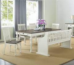 Benches may be stored easily under the table or they could be used as seating under a window when not being used for dinners. Steve Silver Joanna Ja500t Ja500bnb 4xja500s Farmhouse Dining Set With Bench With Back Dunk Bright Furniture Table Chair Set With Bench