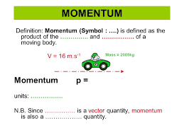Momentum Definition Momentum Symbol Is Defined As The Product Of The And Of A Moving Body Momentum P Units N B Since Ppt Download