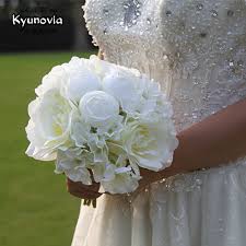 Simple wedding bouquets fake flowes. Kyunovia Bridal Bouquet Artificial Hydrangea Silk Flowers Simple Bridesmaid Bouquet White Big Peony Wedding Boquet D40 Wedding Bouquets Aliexpress