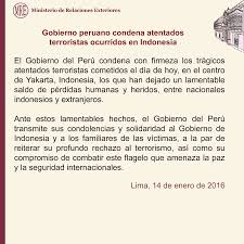 La policía precisó que en el ataque inicial participaron entre. Cancilleria Peru Ø¹Ù„Ù‰ ØªÙˆÙŠØªØ± Peru Transmite Condolencias Y Solidaridad Al Gobierno De Indonesia Por Atentados Terroristas En Yakarta Https T Co Ywzasqimsn