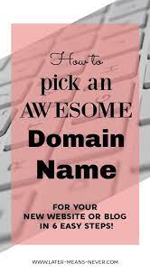 How To Pick The Perfect Domain Name Later Means Never Domain Name Ideas Names How To Start A Blog Wordpress