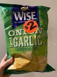 Wise® onion & garlic potato chips 8.75 oz. Onion Garlic Flavored Potato Chips Wise