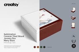 Tiled Wood Jewelry Box Mockup Set Wood Jewelry Box Box Mockup Wood Jewellery