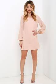 Guiding Light Blush Long Sleeve Shift Dress Long Sleeve Shift Dress Blush Dresses Cute Dresses