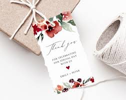 Burgundy Blush Wedding Favor Tag Template Thank You Tag Favor Label Wedding Gift Tags Floral Favor Tag Printable Templett W45 Wedding Gift Tags Wedding Favor Tags Floral Favor