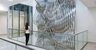 Undulating Metal Installations Interior Wall Design Lighting Design Interior Original Wall Art
