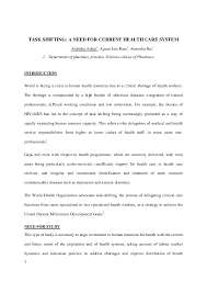 PDF) TASK SHIFTING: A NEED FOR CURRENT HEALTH CARE SYSTEM