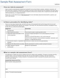 Sample Risk Assessment Form Bc Industry Health Safety Resources Go2hr