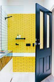 More bathroom floor tile ideas. Yellow Subway Tiles Bathroom Yellow Bathroom Tiles Yellow Bathrooms Yellow Tile