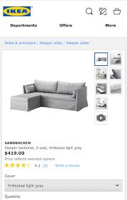 Sandbacken Sleeper Sectional 3 Seat Frillestad Light Gray Ikea Sectional Sleeper Sectional Seating