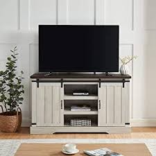 Featuring two sliding barn door styled cabinet fronts for a versatile design where you can either close off the middle or both sides, depending on your needs. Amazon Com Country Style Tv Stand