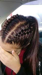2 Breads With High Ponytail Cheerleading Hairstyles Hair Styles Braided Ponytail Hairstyles