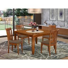 Before starting your furniture search, you should calculate the range of dining table sizes that can fit in your room based on design principles, which can vary between round, square and rectangle table sizes. Pfpo5 Sbr C 5 Pc Dining Room Set For 4 Square Dining Table With Leaf And 4 Dining Chairs
