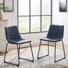 Set Of 2 Faux Leather Dining Chairs Navy Blue Saracina Home Faux Leather Dining Chairs Leather Dining Chairs Dining Chairs