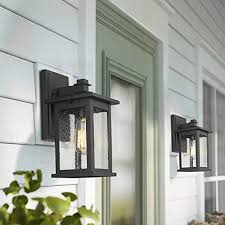 Emliviar Outdoor Wall Mount Lights 2 Pack 1 Light Exterior Sconces Lantern In Black Finish With Clear Seeded Glass Os Farmhouse Goals