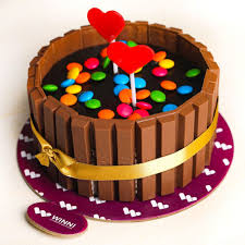 Kitkat And Gems Cake Winni Chocolate Kit Kat Cake Gem Cake Happy Birthday Cake Photo