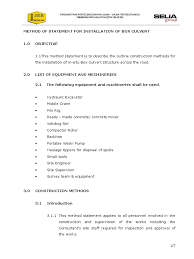 This method is extremely destructive, polluting water, destroying ecosystems, and ruining livelihoods. Method Of Statement For In Situ Box Culvert Deep Foundation Concrete