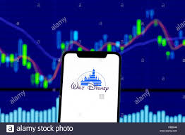 Walt Disney Logo Is Seen On An Smartphone Over Stock Chart