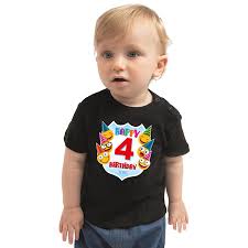 Happy Birthday To Me 4 Jaar T Shirt Shirtje 4e Verjaardag Met Emoticons Zwart Voor Peuter Kinderen Fun En Feest
