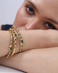 We clearly love to stack 🤍 Get the Chelsea Bangles in Three Variations at  www.shopanatina.com . . . #anatina #byzantine #shippingglobally🌏