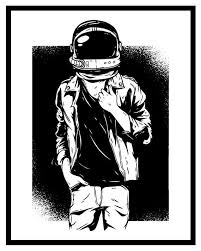 Black And White Rockstar Prints Rockstar Astronaut Art Print 10 X 8 Inches Digital Download In 2020 Astronaut Drawing Art Art Prints