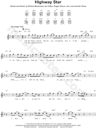Highway star is a song by the english rock band deep purple. Deep Purple Highway Star Sheet Music Leadsheet In F Major Download Print Sku Mn0075236