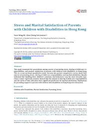 Pdf Stress And Marital Satisfaction Of Parents With Children With Disabilities In Hong Kong