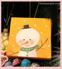 Mini Canvas Christmas Ornament This Is So Cute Good Idea For A Kids Painting Christmas Canvas Christmas Paintings Holiday Painting