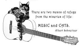 Cat And Guitar T Shirt Two Means Of Refuge From Music And Cats Albert Schweitzer All On A Tee Free Us Shipping Cat Quotes Albert Schweitzer Quotes Cats