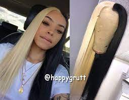 Half Black And Half Blonde Hair Unique Hairstyle Brand New Desigan Front Lace Wigs Human Hair Unique Hairstyles Hair Color For Black Hair