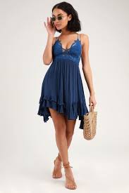 Adella Slip Blue Lace Dress Lace Blue Dress Free People Lace Dress Lace Slip Dress