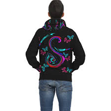 Flowatious Butterfly Heart Aop Zip Up Hoodie Hoodies Hoodie Print Zip Ups
