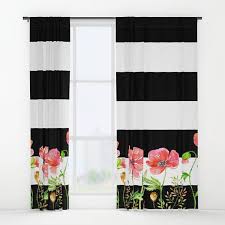 Bold Stripe And Floral Window Curtains Black And White And Floral Bedroom Pretty Bedroom Floral Curtains
