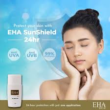 🛡️ Shield your skin from the sun! 🛡️ The efficacy of Sunscreen halves  every 2-4 hours, and repplication may be a hassle sometimes. EHA SunShield  24hr is able to block out blue