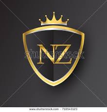 Initial Logo Letter Nz With Shield And Crown Icon Golden Color Isolated On Black Background Logotype Initials Logo Letters Initials Logo Monogram Logo Letters