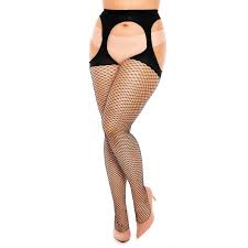 Partie en silicone sur le haut du bas pour les maintenir en place sans qu'ils tombent. Collant Resille Mesh Ouvert Grande Taille Glamory