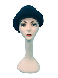 Vintage 1950s Black Fedora Henry Pollak Satin Bow Bucket Hat