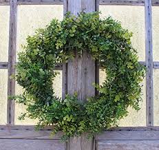 45x45cm artificial green leaves wreath shell grass boxwood wreath for door wall window party decoration. The Wreath Depot Arbor Artificial Boxwood Wreath 22 Inch Year Round Full Green Wreath Approved For Outdoor Display Beachfront Decor