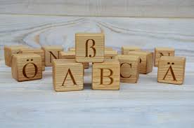 30 Wooden German Alphabet Letter Blocks Handmade Abc Blocks Etsy Handmade Wooden Toys Lettering Alphabet Toddler Crafts