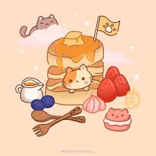 Janie On Instagram Dessert Heaven Pancake Cat Who Loves To Nap Between Pancakes He Can Just Eat Them After He Wakes Up Pancake Cat Cute Art Kawaii Art