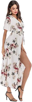 Ma per me, è una cosa reale che esiste tra voi due. Luojida Vestito Donna Lungo Stampata Floreale Scollo A V Casual Manica Corta Asimmetrico Con Cintura Bohemian Abito Da Spiaggia Sera Cocktail Matrimonio Maxi Beach Dress Amazon It Moda