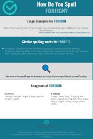 Correct Spelling For Foreign Infographic Spellchecker Net