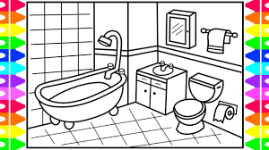 Bathroom hotel coloring page printable. How To Draw A Bathroom Step By Step For Kids Bathroom Drawing Bathroom Coloring Pages For Kids Youtube