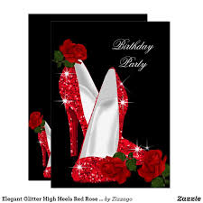 Birthday Card Design Black And Red Elegant Glitter High Heels Red Rose Black Birthday Card Elegant Glitter Red High Heels Shoes Red Rose Black B Red Roses Glitter High Heels Elegant High Heels