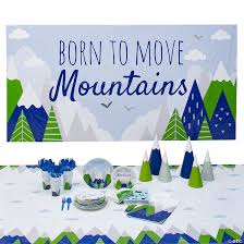 Compare prices & save money on party supplies. Born To Move Mountains Baby Shower Tableware Kit For 24 Guests Oriental Trading