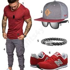 Casual Manneroutfit In Grau Und Rot Fur Den Sommer Outfits4you De Mens Fashion Casual Outfits Mens Summer Outfits Mens Casual Outfits